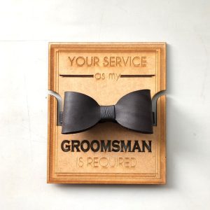 Leather Bow Tie on wooden board