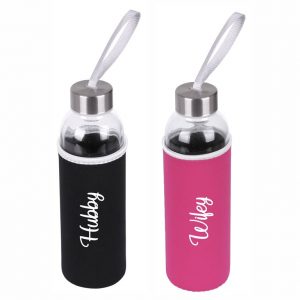 Glass Waterbottle with Sleeve Set